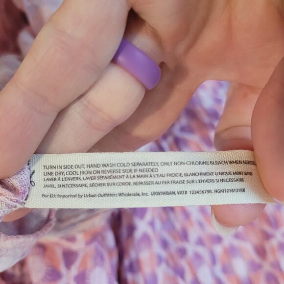 Intimately Free People Oversized Buttondown Blouse Pink Geo Print Linen Blend S - Picture 8 of 12